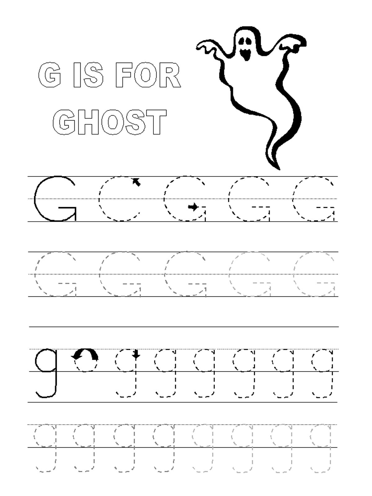 Trace Letter G Worksheets Activity Shelter