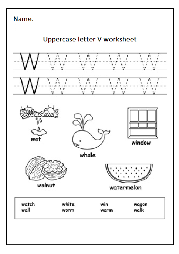 Uppercase Letter W Free Printable Worksheet Preschool Crafts