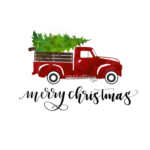 Vintage Truck With Christmas Tree Digital By