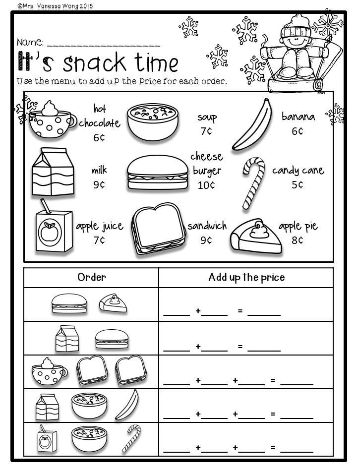 Winter Math And Literacy Pack For First Grade Worksheets