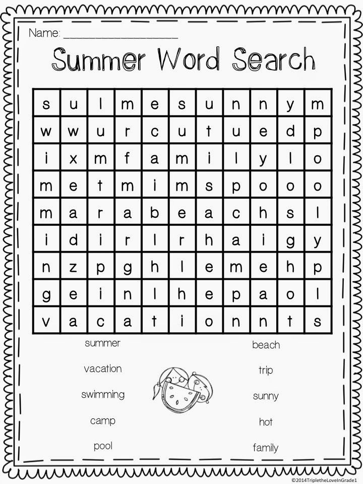 Worksheet Wednesday W3 Summer Words 1st Grade 