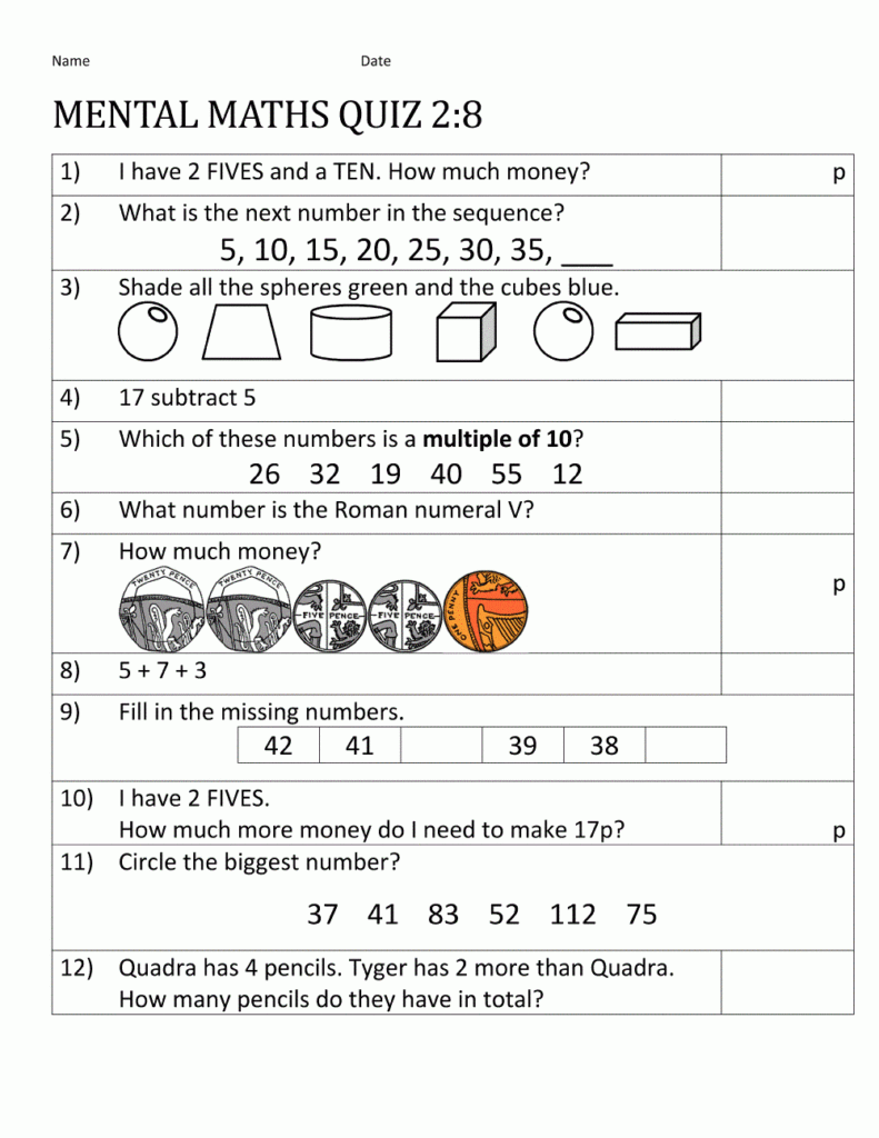 Year 8 Maths Worksheets Mental Maths Worksheets Free