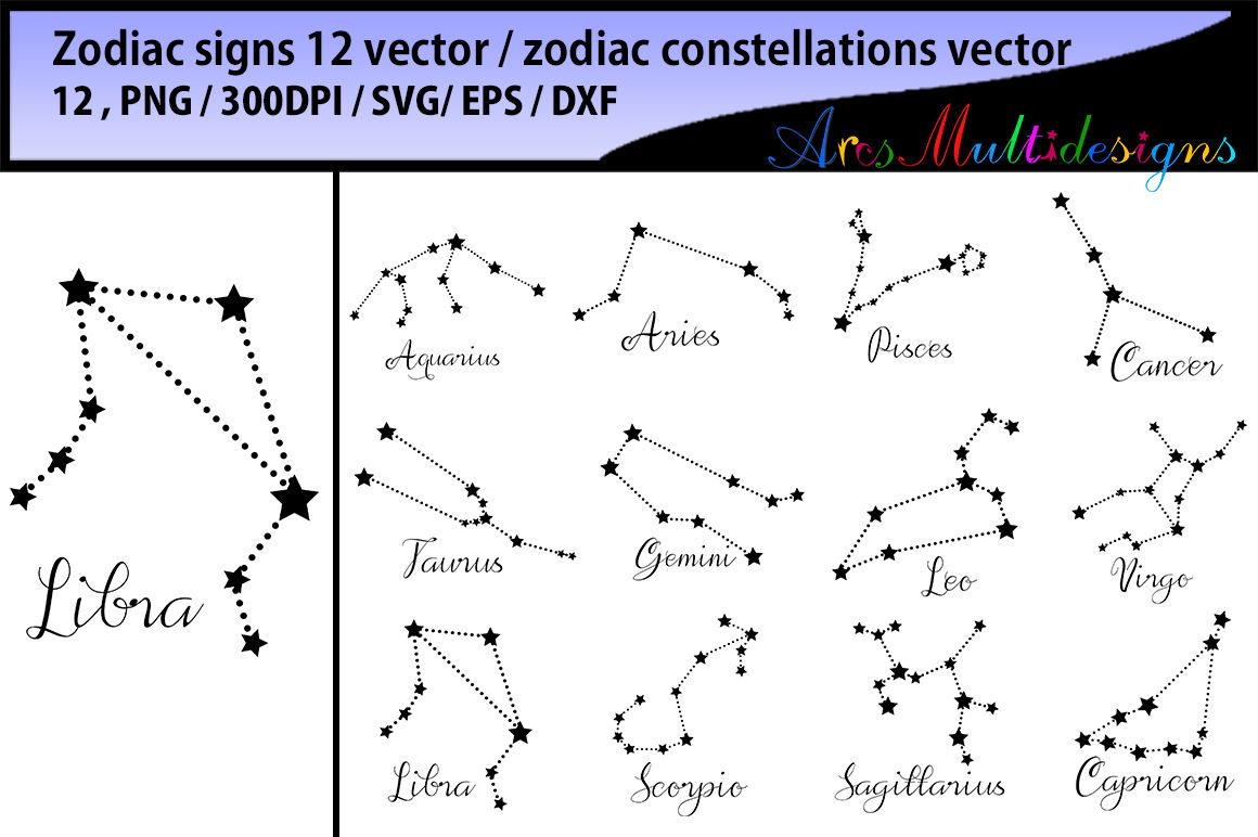 Zodiac Vector Silhouette Zodiac Constellations Svg 