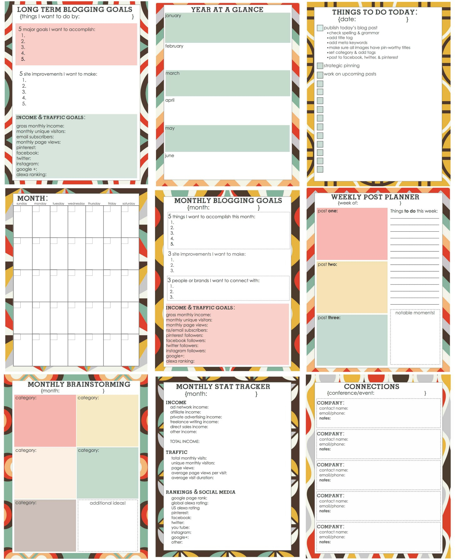 12 FREE Printable Blog Planners Simply Sweet Home