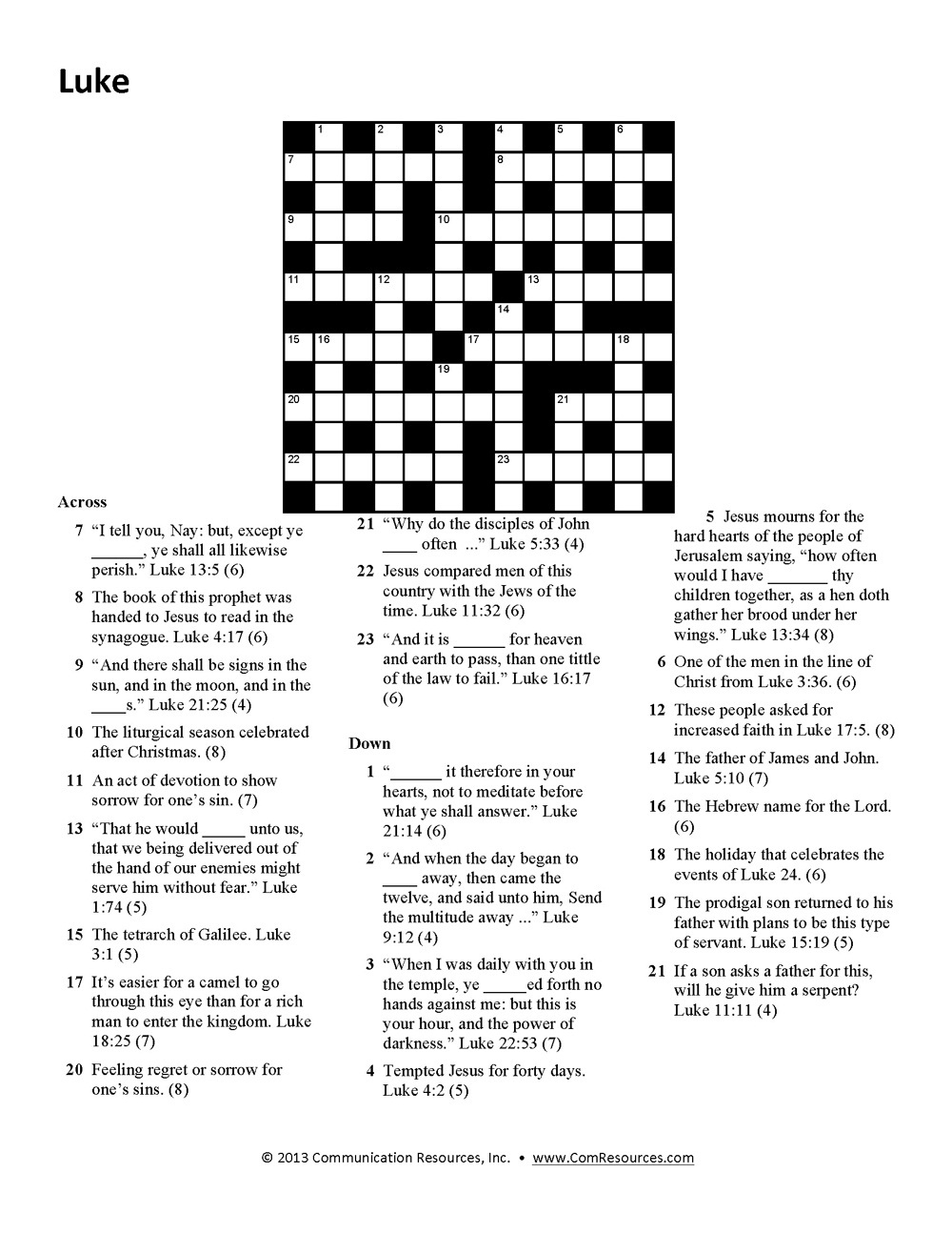 15 Fun Bible Crossword Puzzles KittyBabyLove