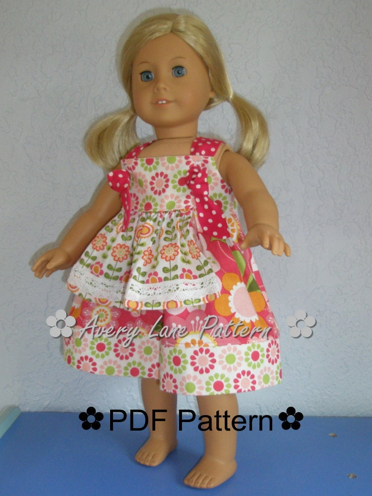 18 Inch Doll Clothes Pattern Apron Knot Dress Boutique Sewing