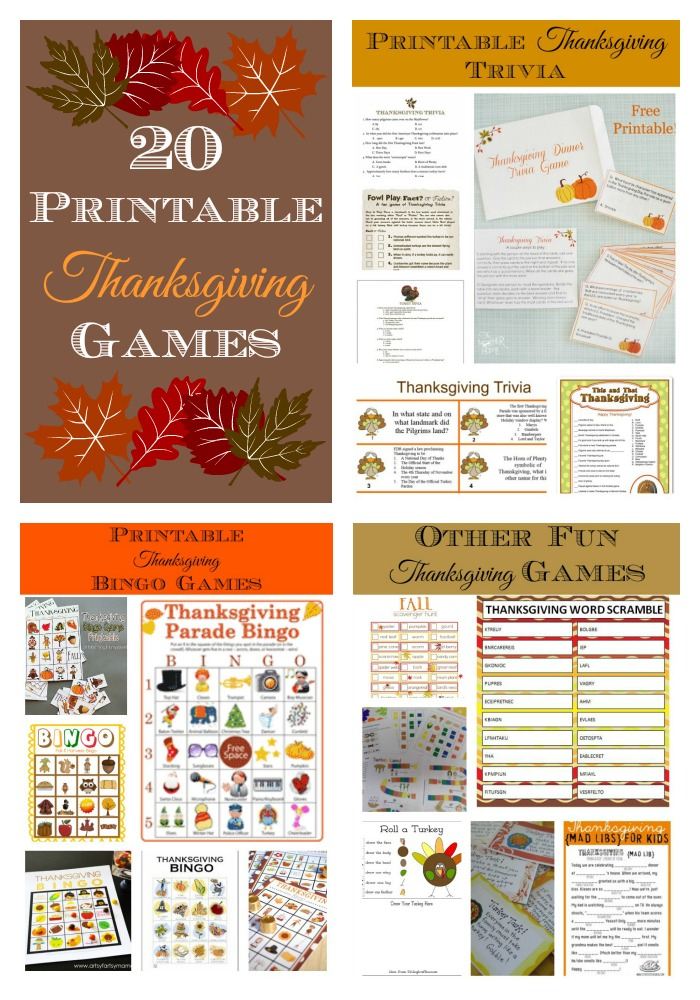 20 Printable Thanksgiving Games My Pinterventures