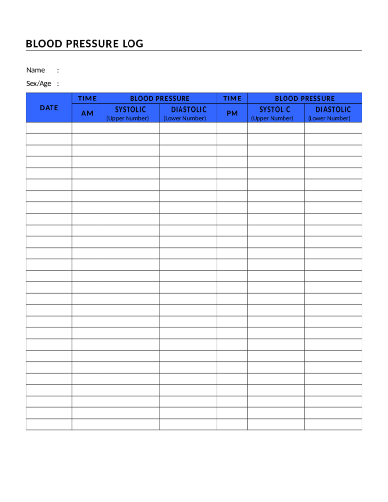 2020 Blood Pressure Log Chart Fillable Printable PDF 2020 Blood Pressure Log Chart Fillable Printable PDF