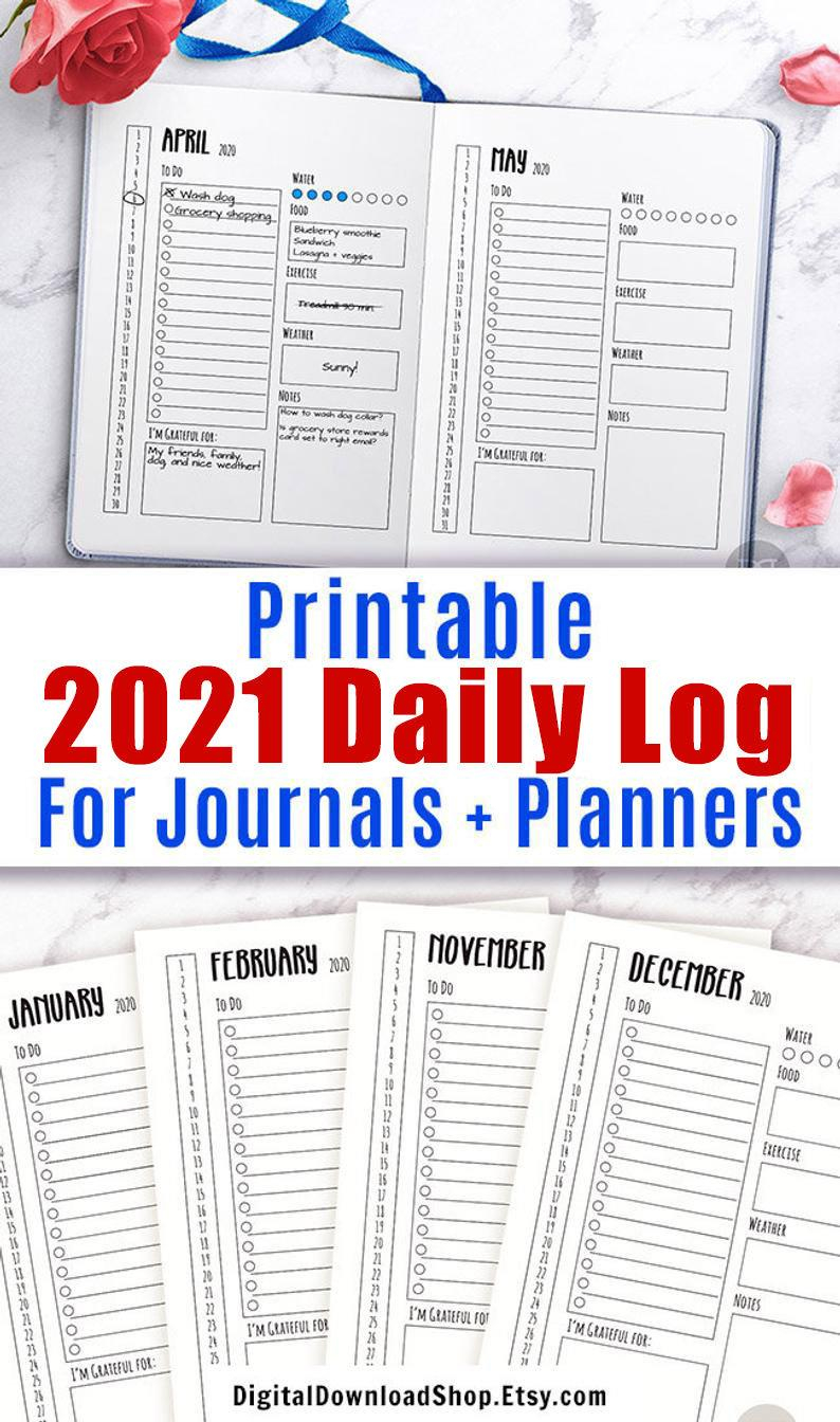 2021 Bullet Journal Daily Template Printable 2025 Daily 