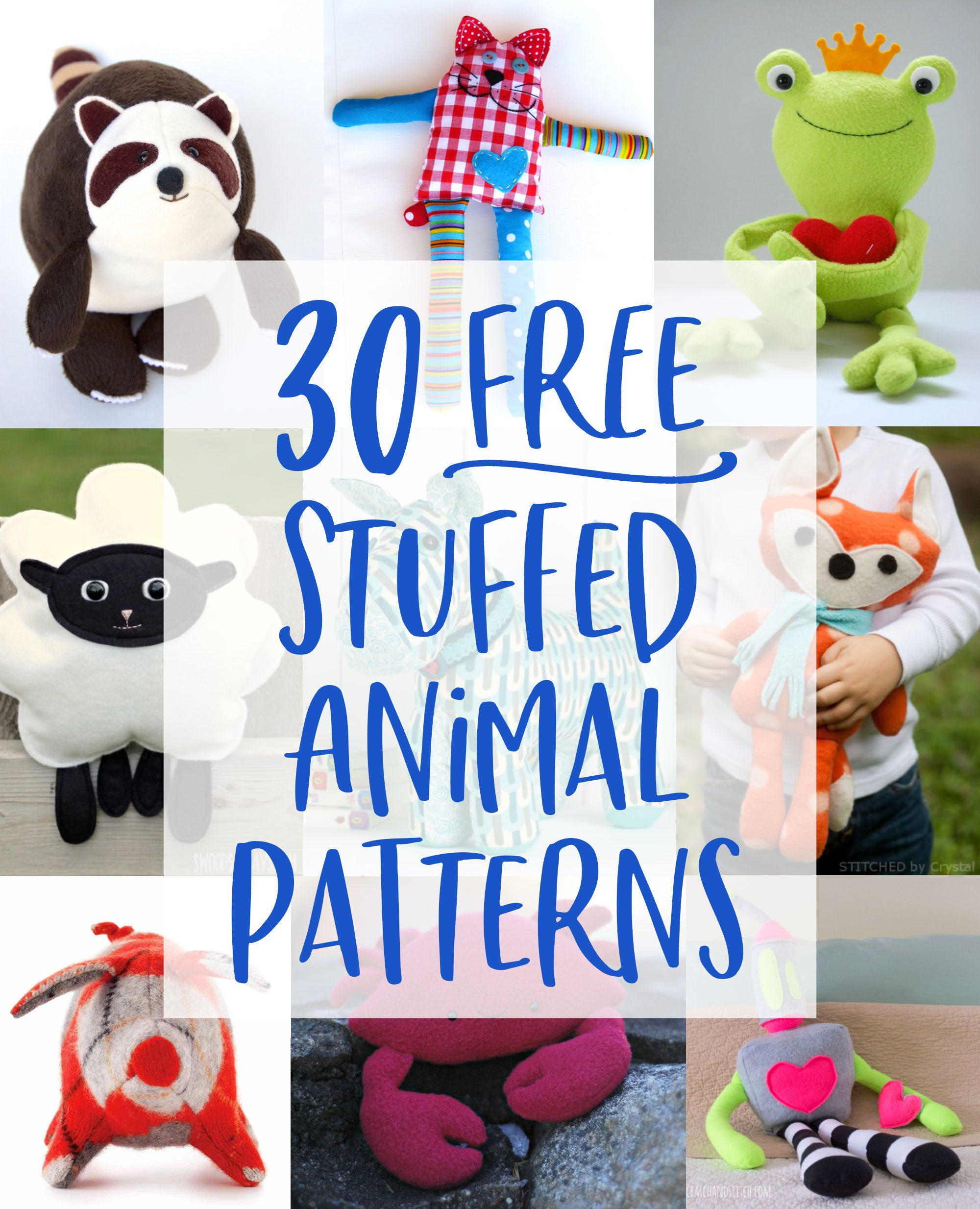 30 FREE Stuffed Animal Patterns With Tutorials To Bring To 