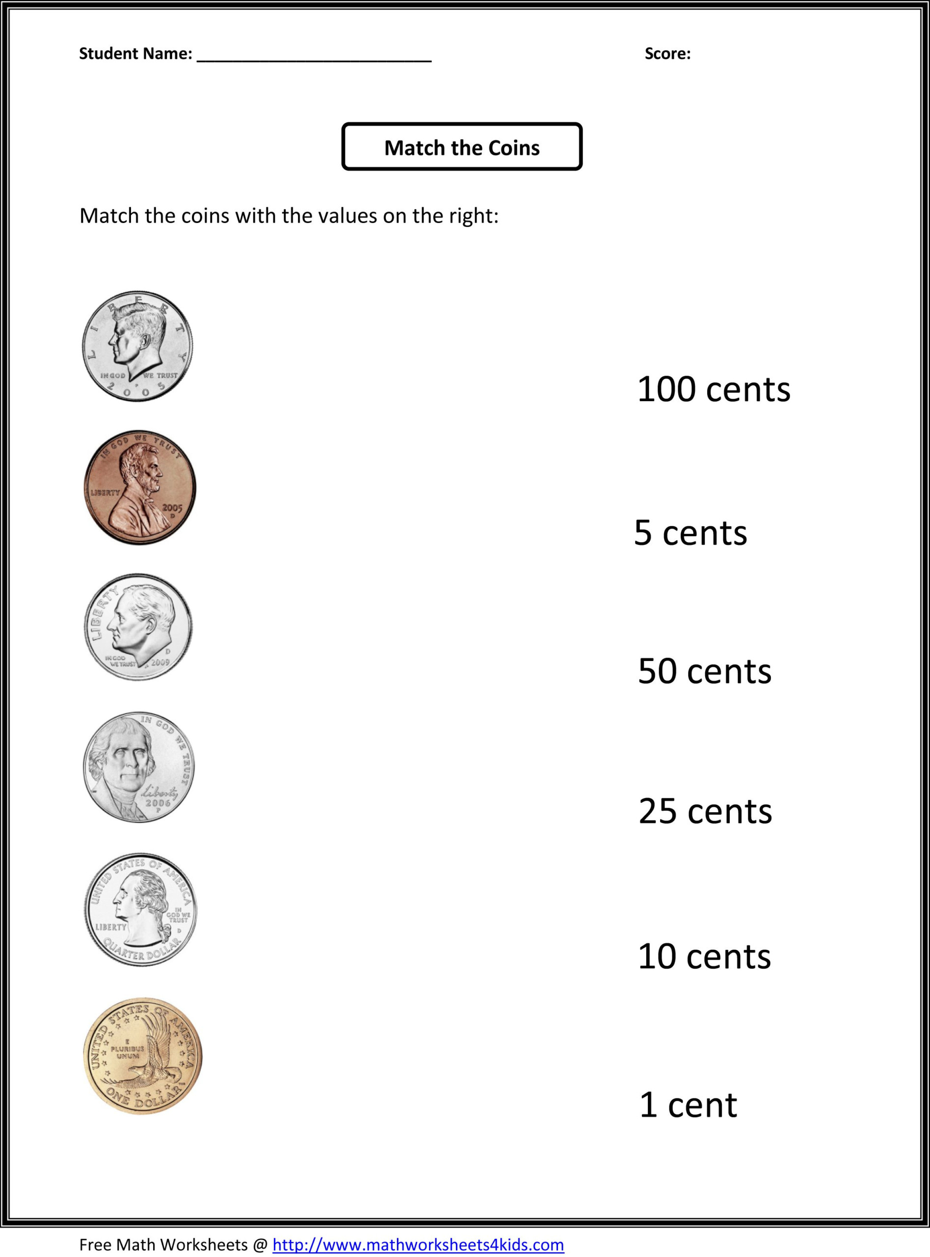 30 Identifying Coins And Coin Values Worksheets 