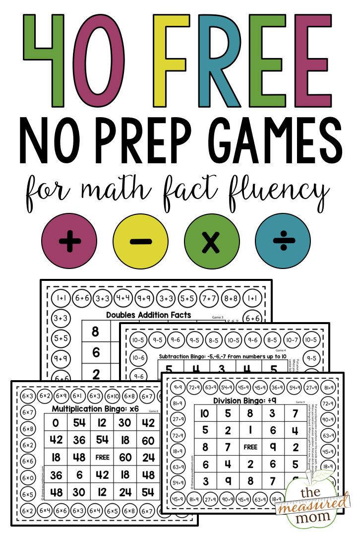 40 Free Printable Math Games For Math Fact Fluency The 