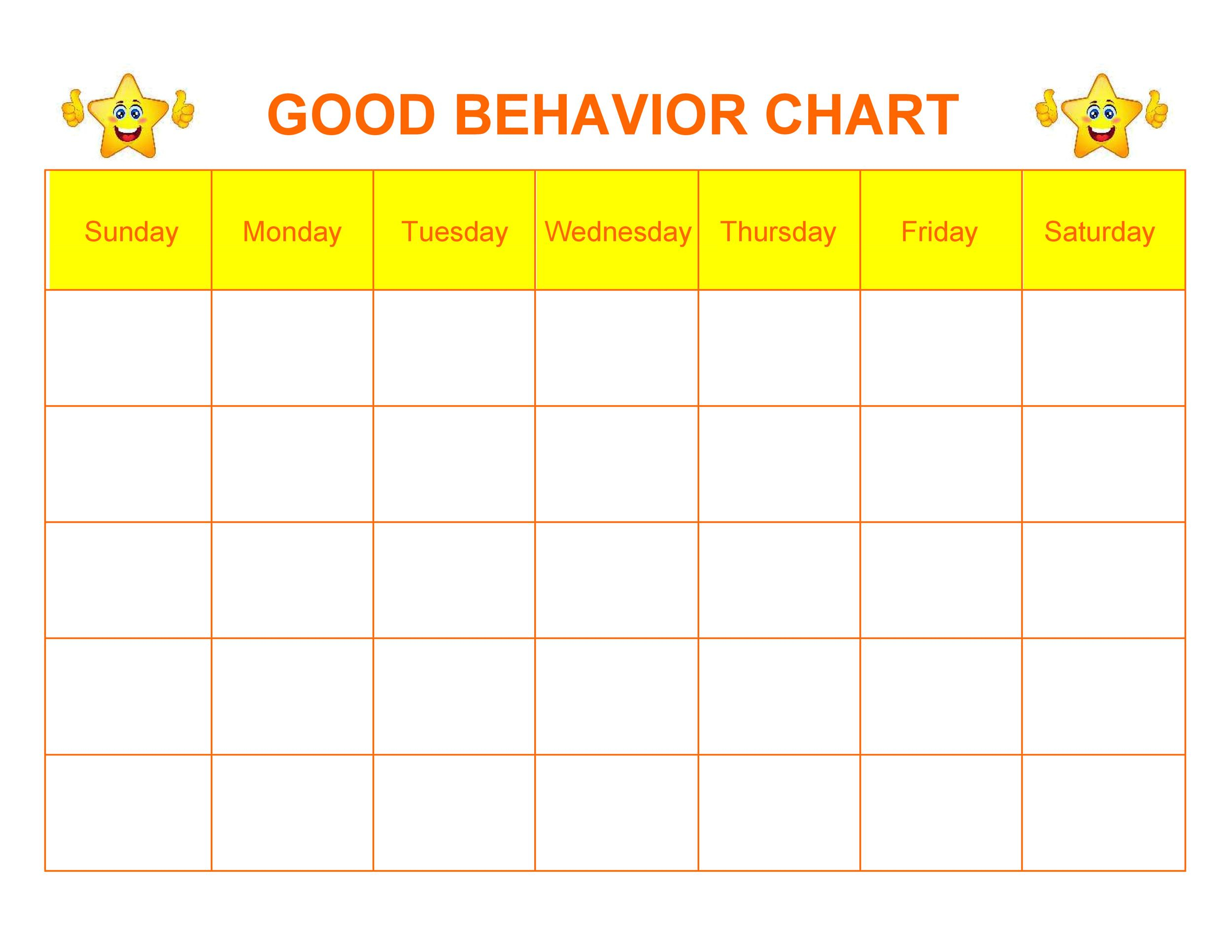 42 Printable Behavior Chart Templates for Kids TemplateLab