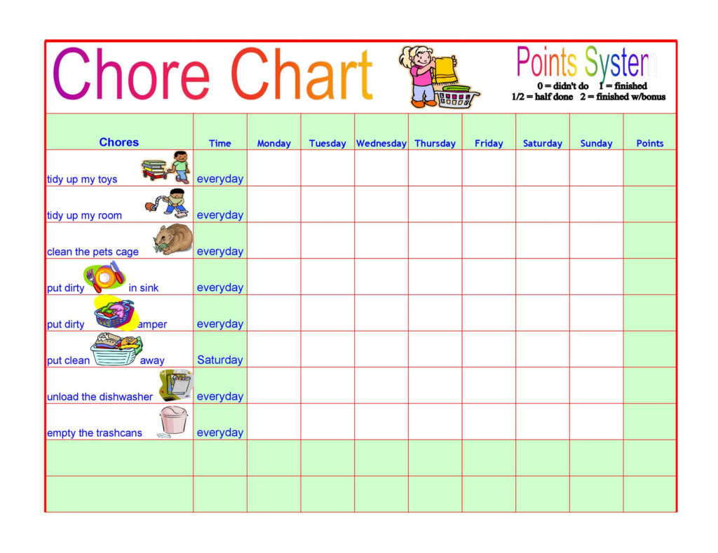 43 FREE Chore Chart Templates For Kids TemplateLab