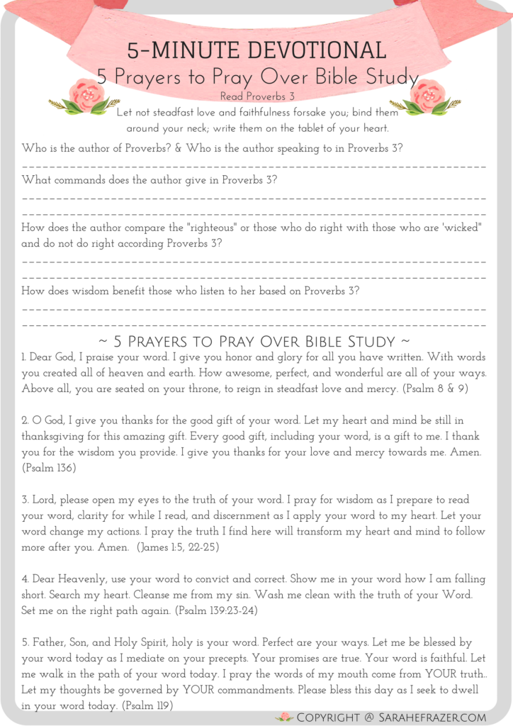5 Prayers To Pray Over Your Bible Study With Images 