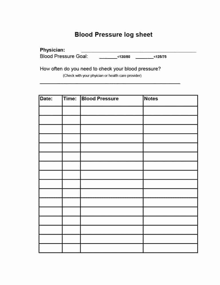 56 Daily Blood Pressure Log Templates Excel Word PDF 