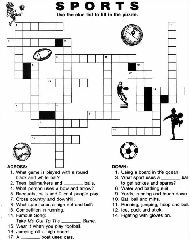 6 Best Images Of Sport Crossword Printable Printable