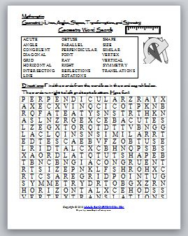 6 Geometry Vocabulary Crossword Puzzles KittyBabyLove