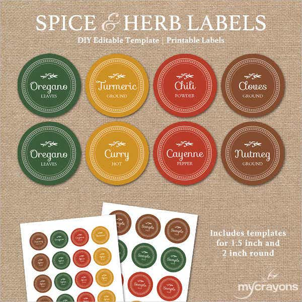 7 Spice Jar Label Templates Free Printable PSD Word 