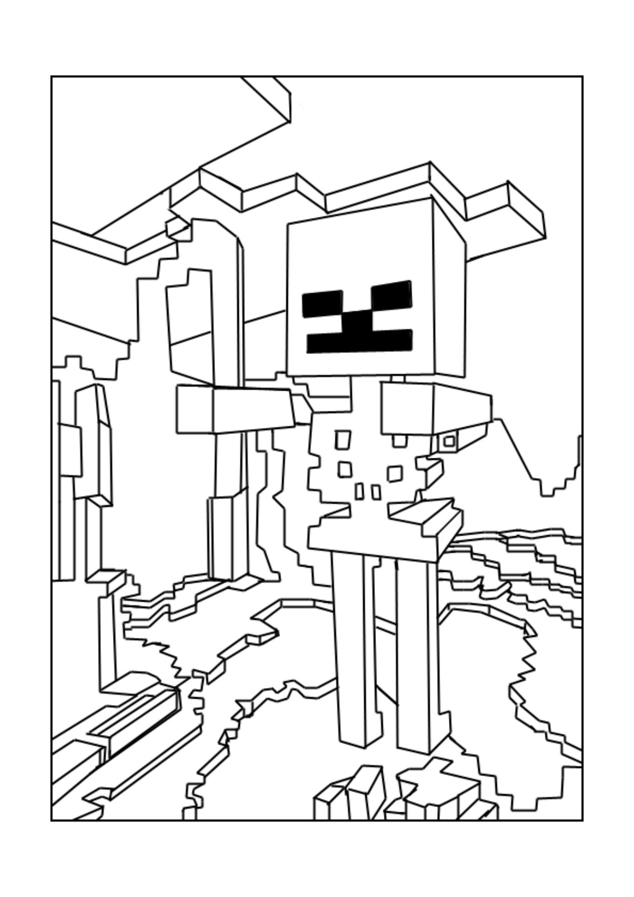 A Minecraft Skeleton Coloring Page Minecraft Coloring 