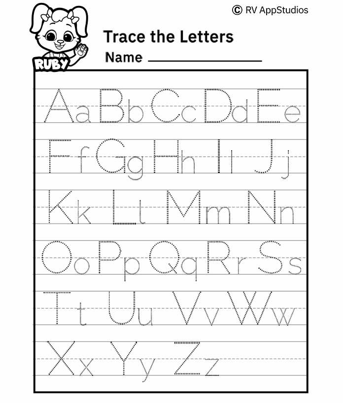 A Z Alphabet Letter Tracing Worksheet Alphabets Capital 