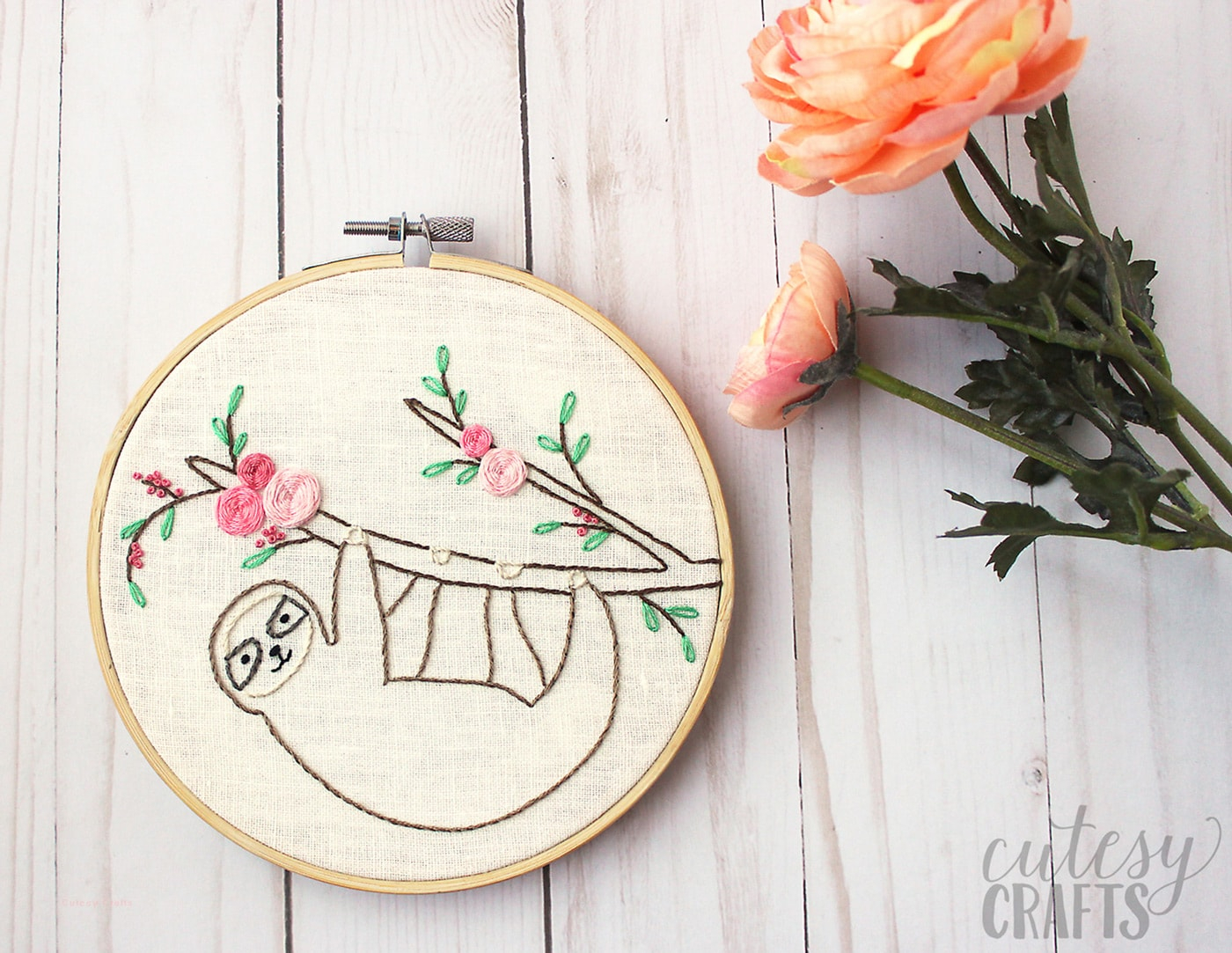 Adorable Sloth Hand Embroidery Pattern The Polka Dot Chair