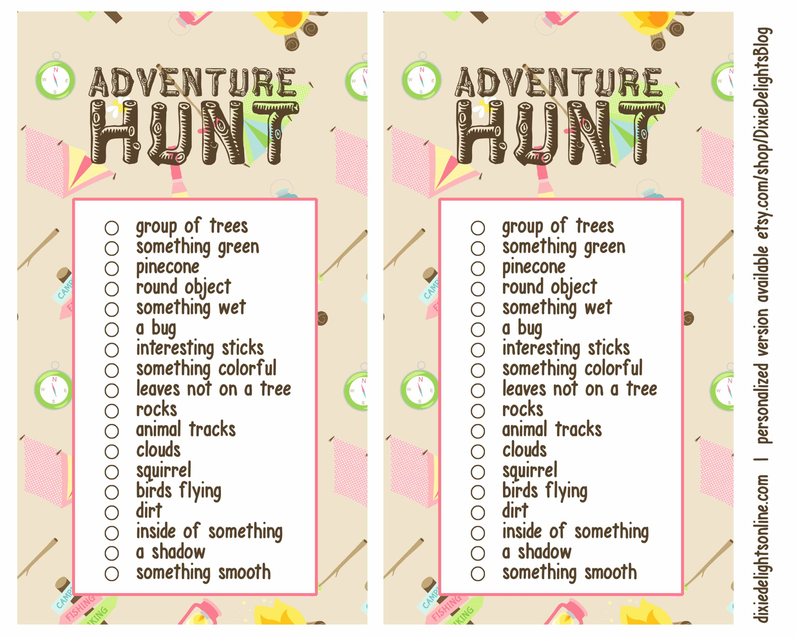 Adventure Hunt Outdoor Scavenger Hunt Free Printable 