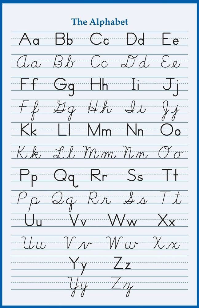 ALPHABET HANDWRITING CURSIVE POSTER 24 X 36 INCH School 