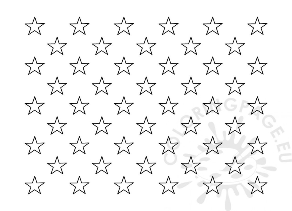 American Flag 50 Stars Template Outline Coloring Page