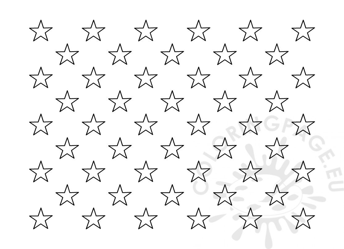 American Flag 50 Stars Template Outline Coloring Page