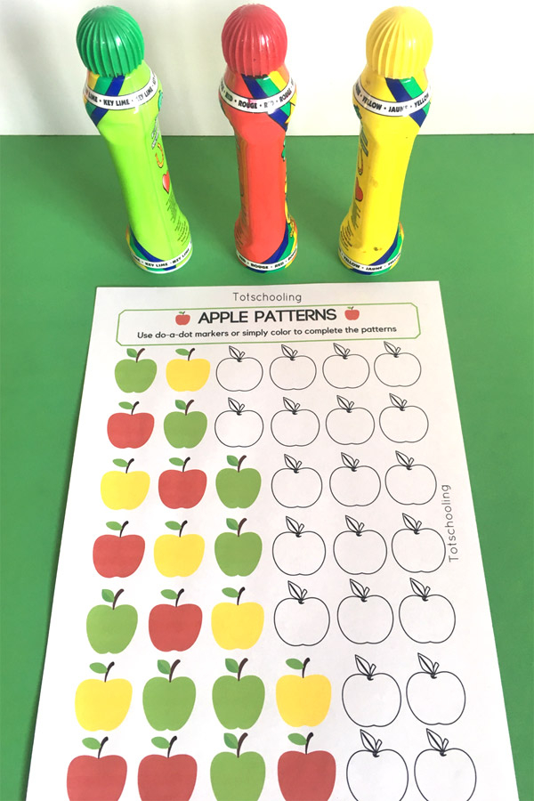 Apple Patterns Do a Dot Activity Totschooling Toddler 