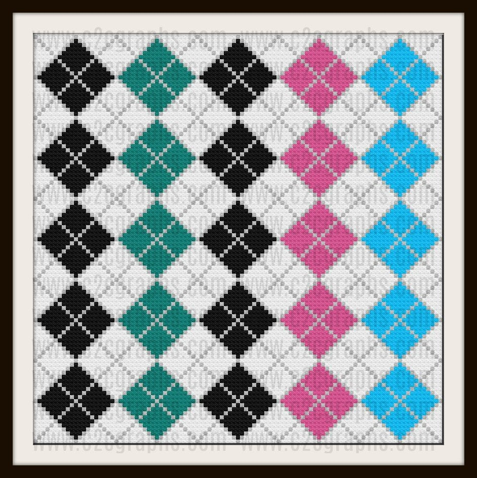 Argyle Afghan C2C Crochet Pattern Written Row By Row 