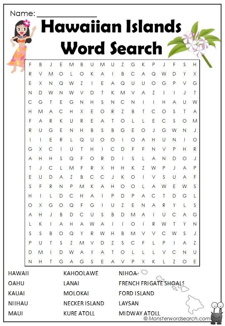 Awesome Hawaiian Islands Word Search Word Puzzles Word 