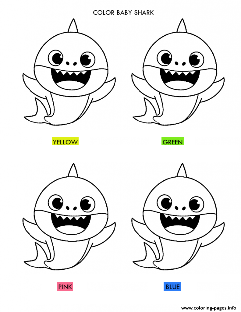 Baby Shark Color The Right Color Coloring Pages Printable