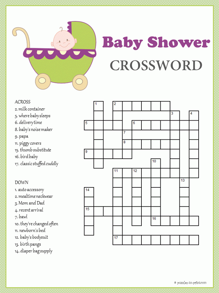 Baby Shower Crossword