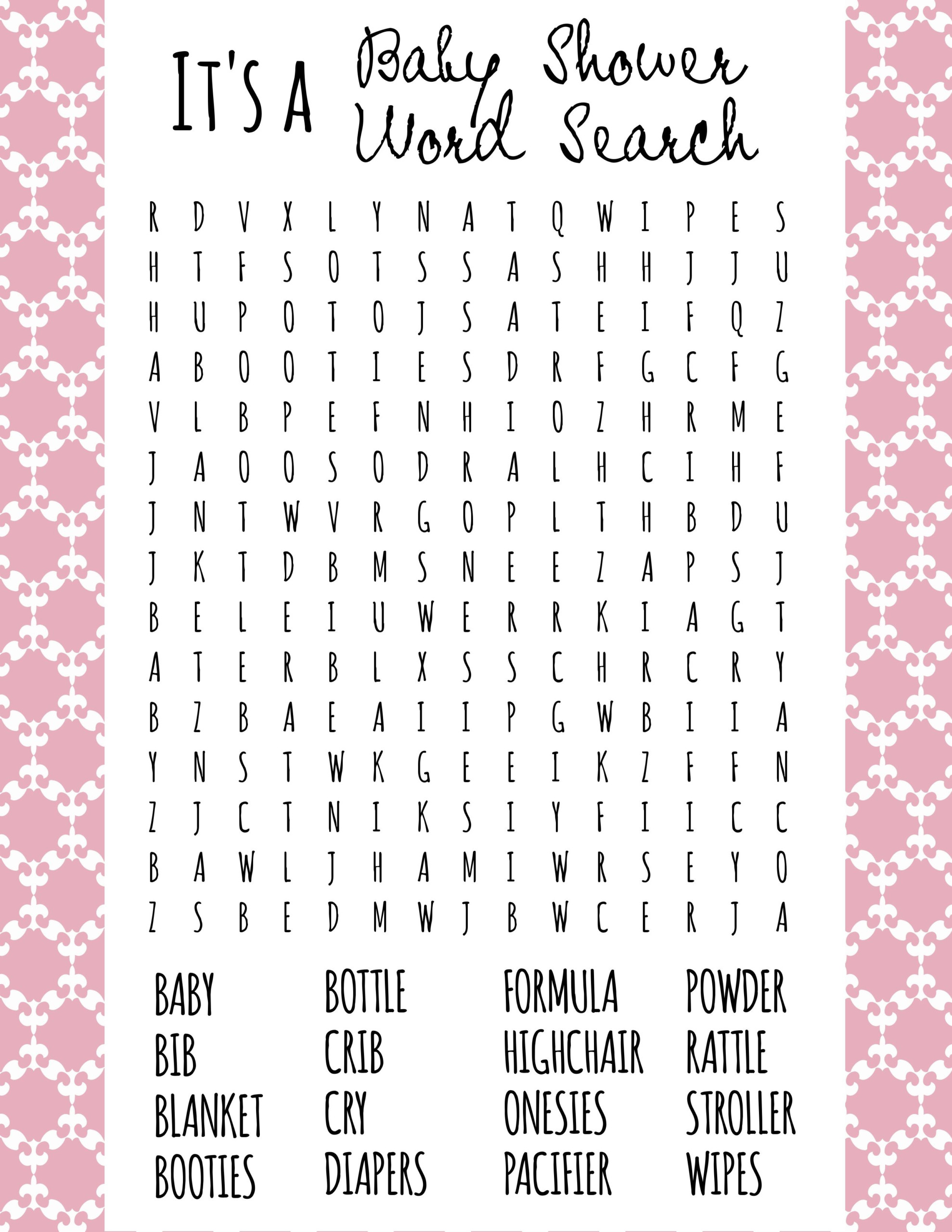 Baby Shower Word Search Baby Shower Wording Free Baby 