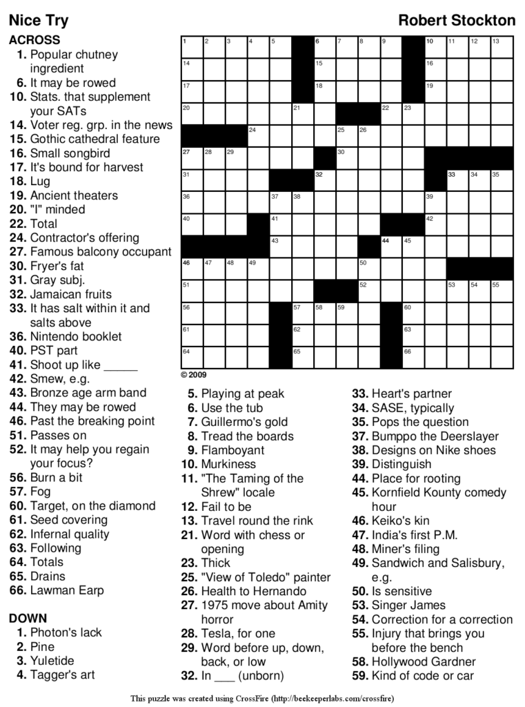 Beekeeper Crosswords Blog Archive Puzzle 126 Nice Try