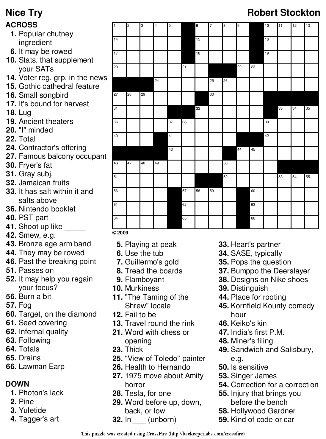 Beekeeper Crosswords Blog Archive Puzzle 126 Nice Try 