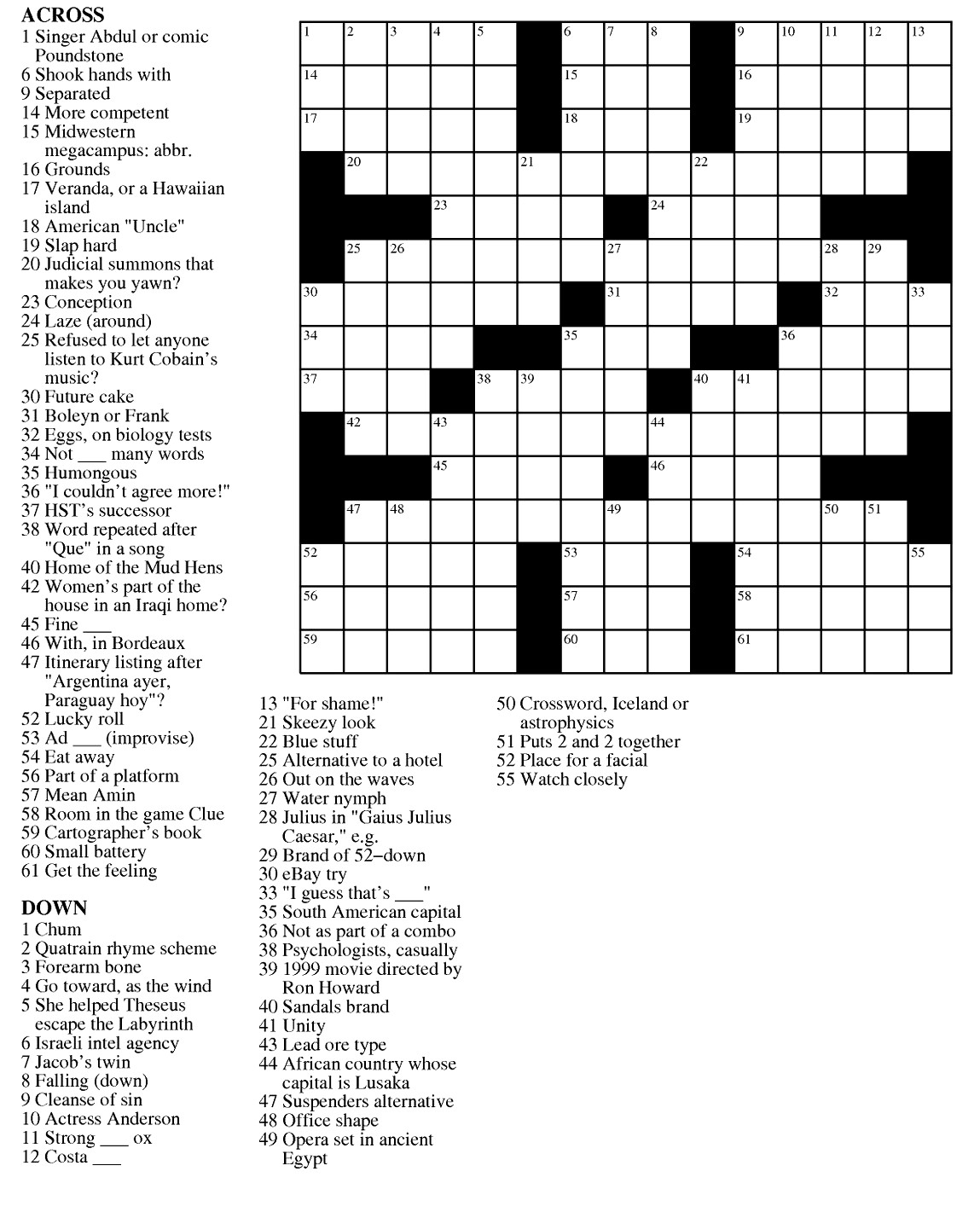 Beginner Super Easy Crossword Puzzles Printable 