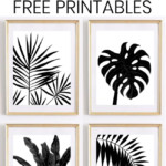 Black White Tropical Palm Leaf Wall Art Printables