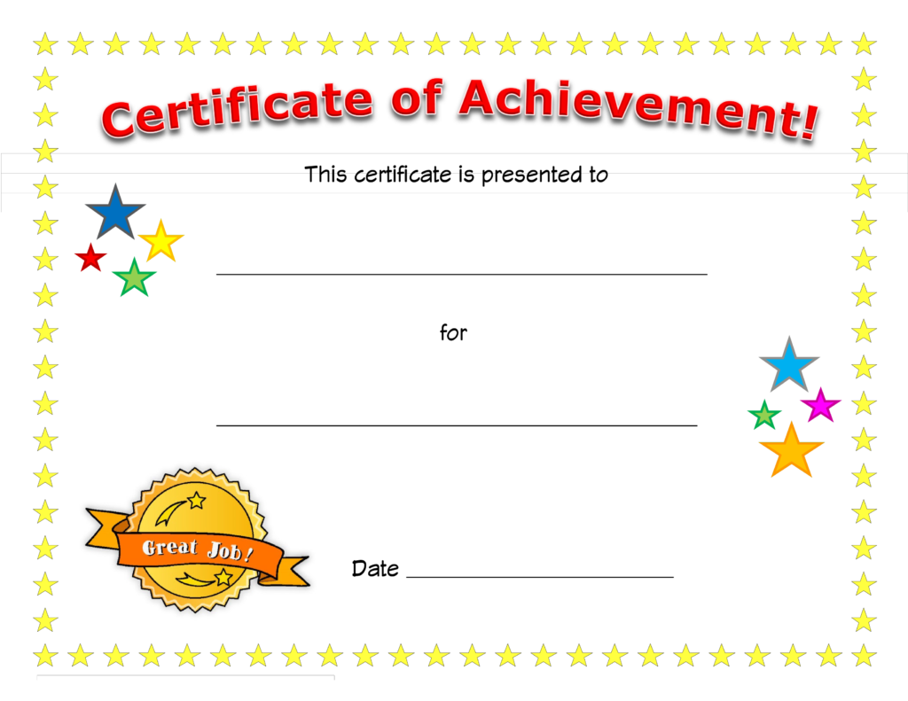 Blank Certificate Of Achievement Templates At