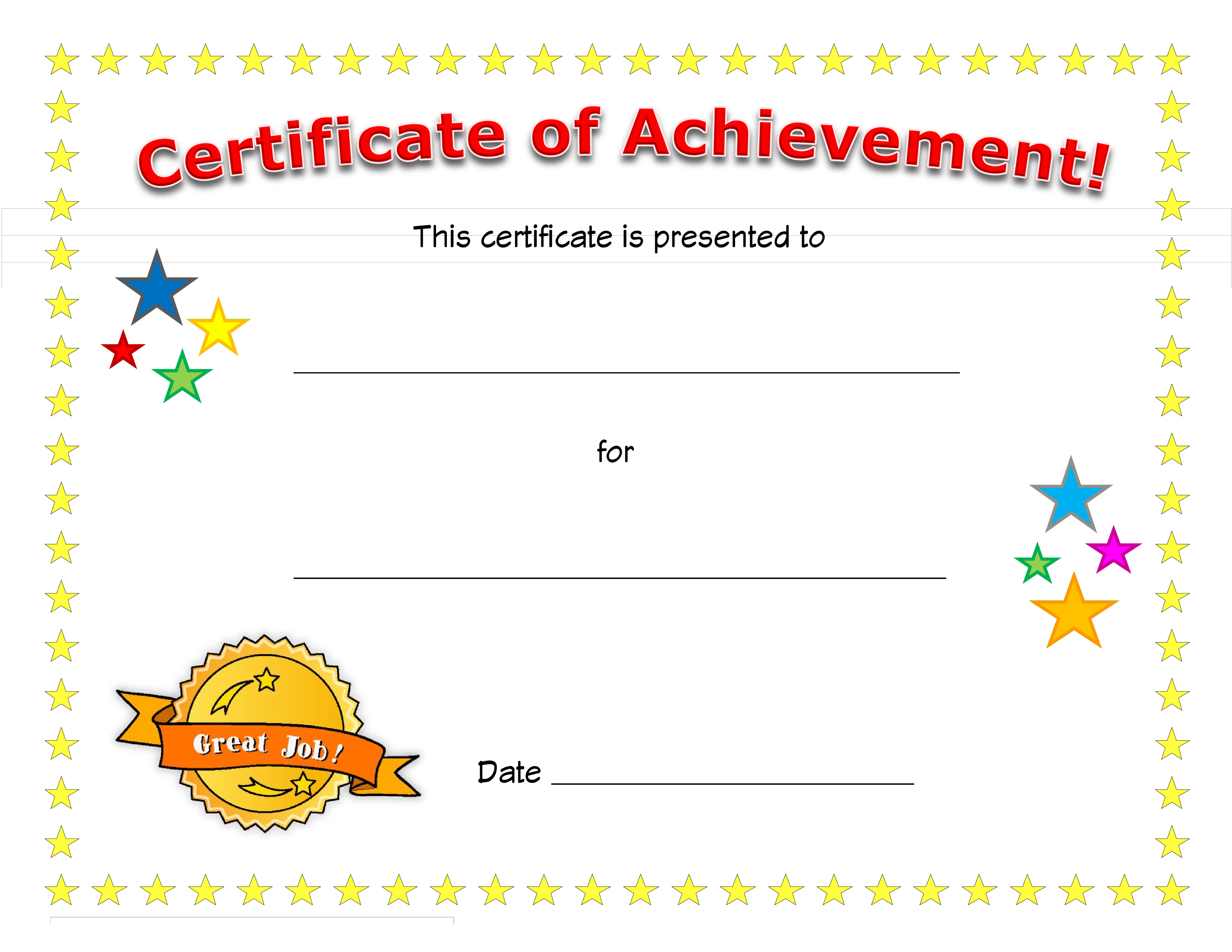 Blank Certificate Of Achievement Templates At 
