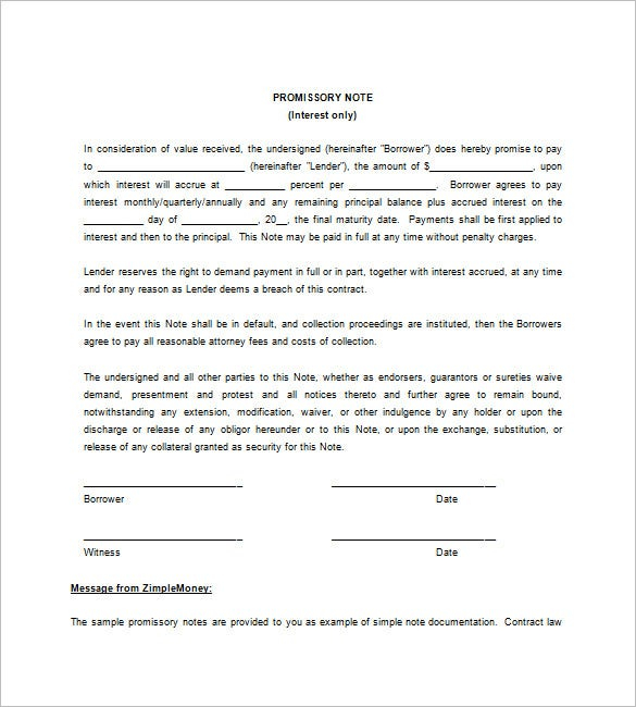 Blank Promissory Note Template 12 Free Word Excel PDF 