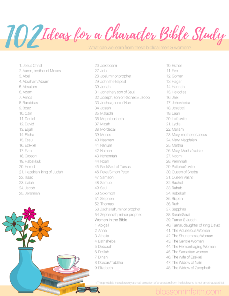 Blossom In Faith 102 Ideas For A Character Bible Study
