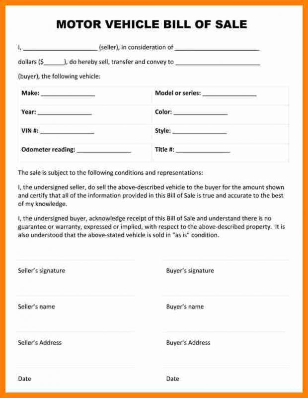 Car Bill Of Sale Pdf Template Business
