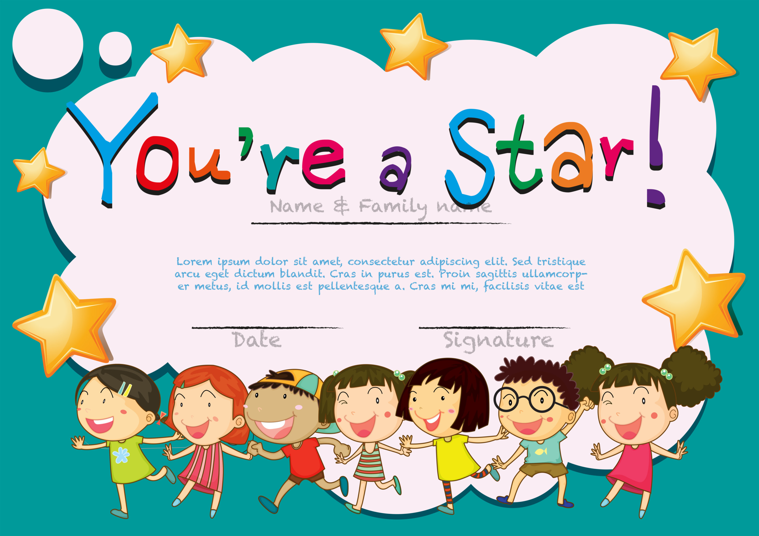 Certificate Template With Happy Kids Download Free 