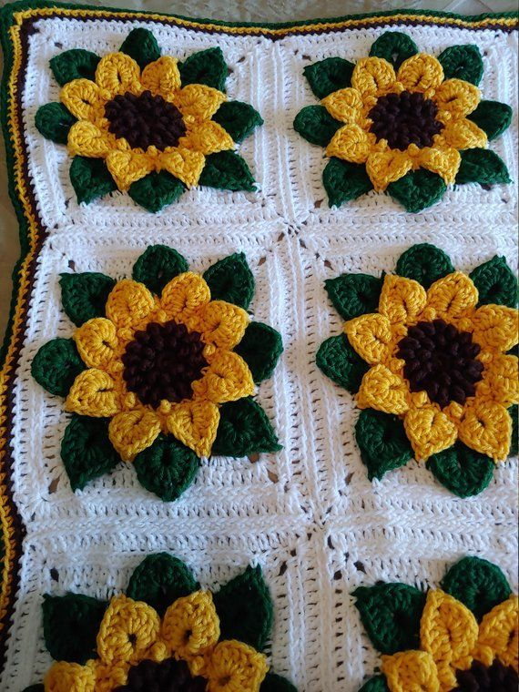 Cheerful Sunflower Crochet Sunflower Granny Square 