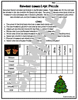 Christmas Logic Puzzle FREE By Carrie Whitlock TpT
