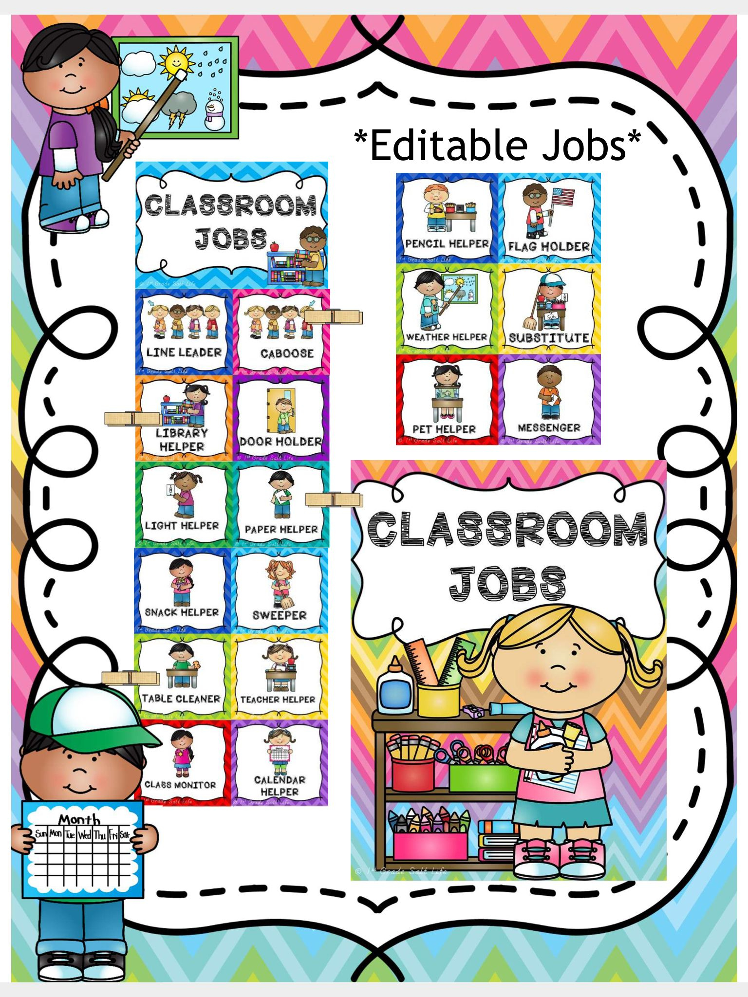 Classroom Jobs Clip Chart Classroom Jobs Preschool Job 