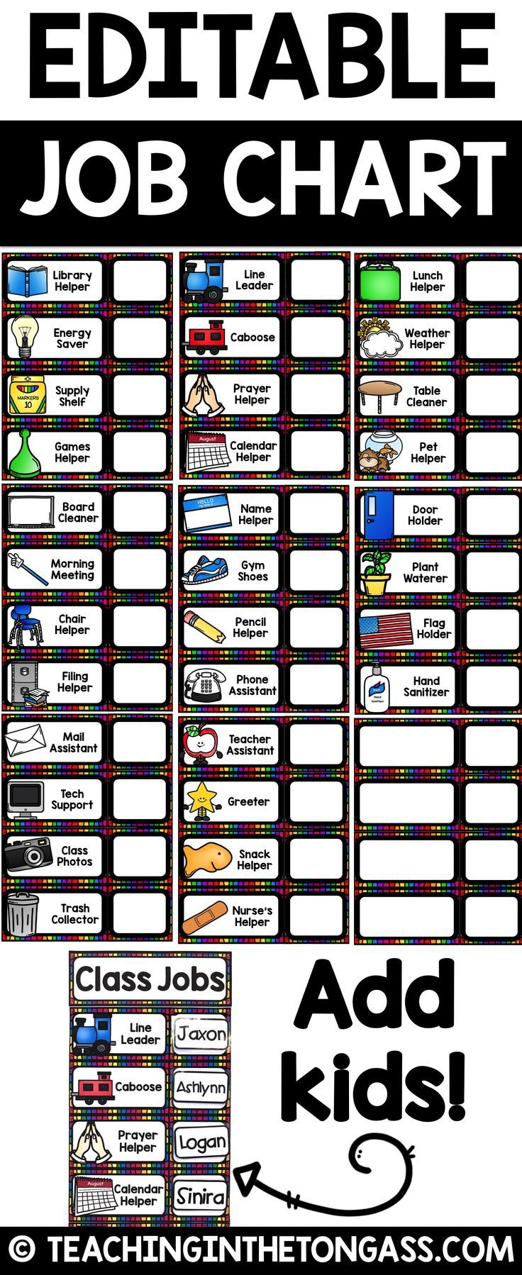 Classroom Jobs Editable Class Jobs With Pictures 